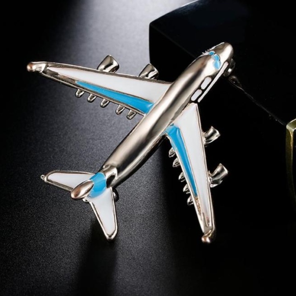 SenGems Jewelry - Blue Jet Brooch Flight Attendant Pilot